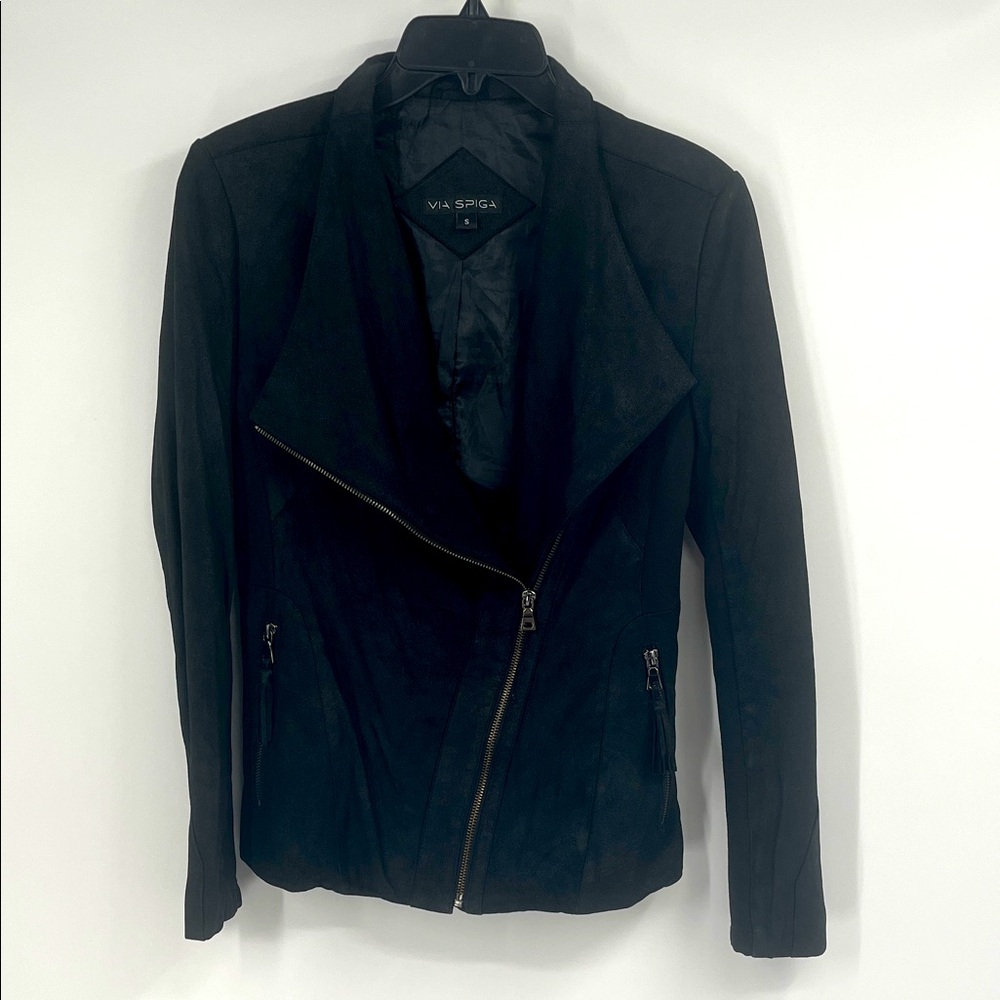 Via Spiga Women's Black 100% Lamb Leather Jacket Size Small